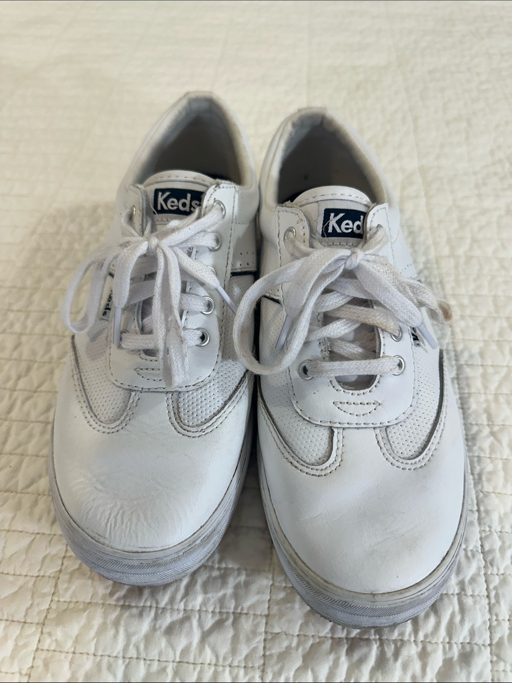 Keds Courty Leather Sneaker Sz 7 White Tennis Retro Style
